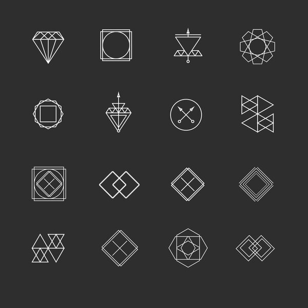 Set of sharp mistical line logos.