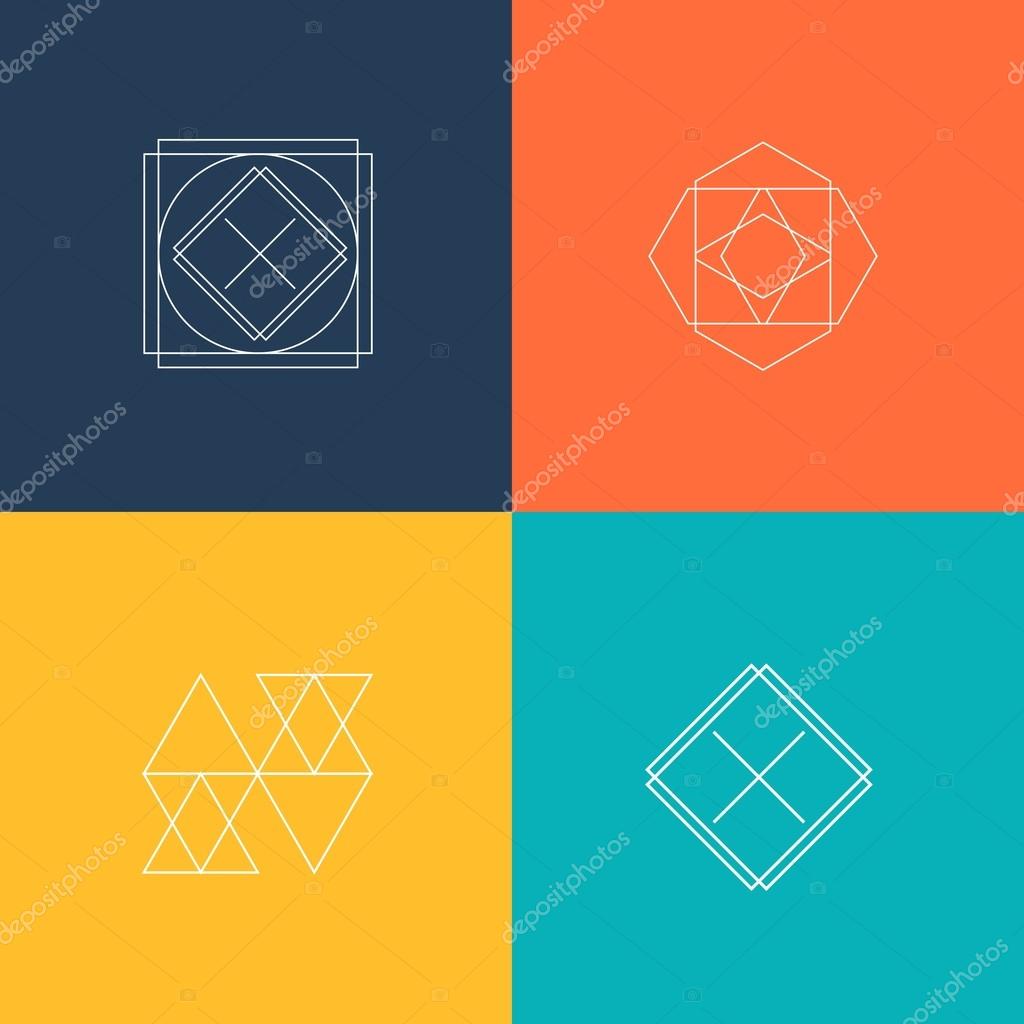 Vector line logos and icons. Line design elements for invitations and greeting cards. Vector emblems and badges. Abstract hipster logo templates