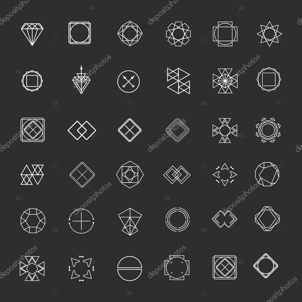 Vector line logos and icons. Line design elements for invitations and greeting cards. Vector emblems and badges. Abstract hipster logo templates