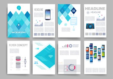 Şablon. Web, Mail, broşür tasarım kümesi. Mobil, teknoloji, Infographic kavramı. 