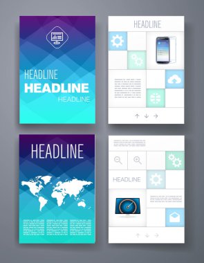 Şablon. Web, Mail, broşür tasarım kümesi. Mobil, teknoloji, Infographic kavramı. 
