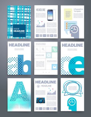 Şablon. Web, Mail, broşür tasarım kümesi. Mobil, teknoloji, Infographic kavramı. 