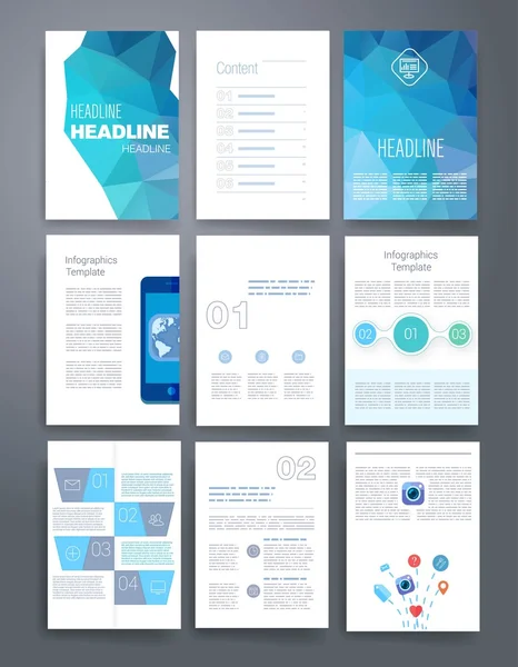 模板。设计方案集的 Web 邮件，小册子。移动技术，信息图表概念. — 图库矢量图片