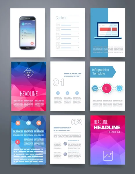 Templates. Design Set of Web, Mail, Brochures. Mobile, Technology, Infographic Concept. — Stock Vector