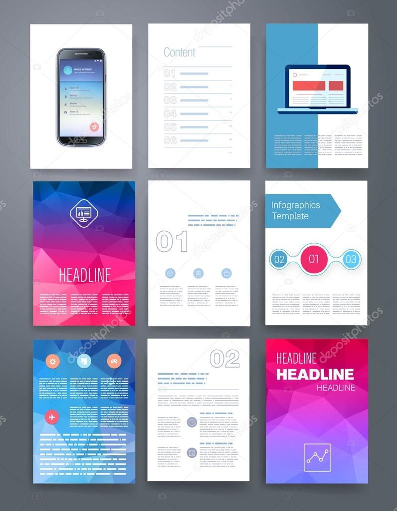 Templates. Design Set of Web, Mail, Brochures. Mobile, Technology, Infographic Concept. 