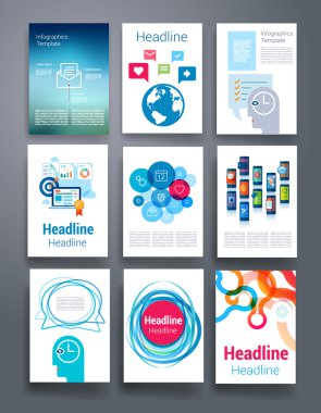 Şablon. Web, Mail, broşür tasarım kümesi. Mobil, teknoloji, Infographic kavramı. 