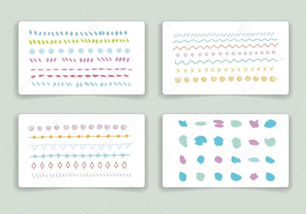 Hand drawn brush strokes card templates set