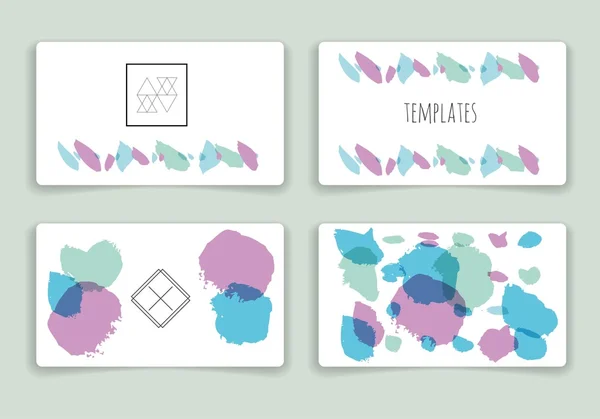 Hand drawn brush strokes card templates set — Stock vektor