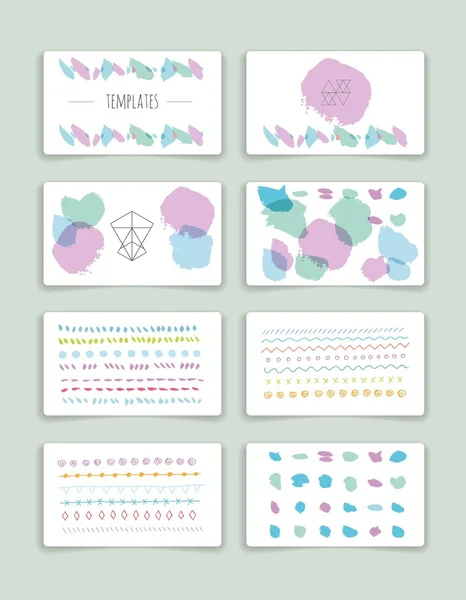 Hand drawn brush strokes card templates set — Stock Vector