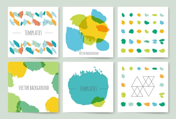 Hand drawn brush strokes card templates set — Stok Vektör