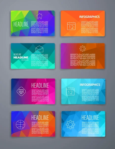 Colorful tiles templates for web, ui and pring cards — Stock Vector