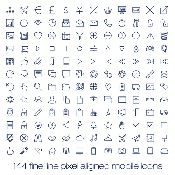 Icone moderne della linea di interfaccia utente, pixel perfettamente ottimizzati . — Vettoriale Stock