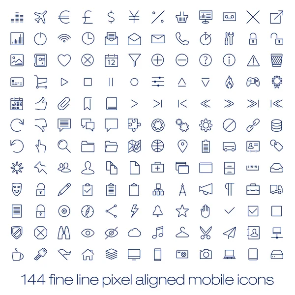 Modern user interface line icons, pixels perfect optimized. — Stockvector