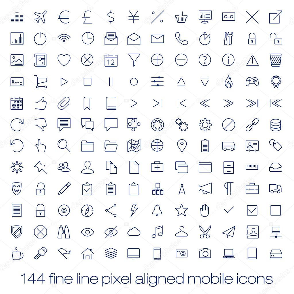 Modern user interface line icons, pixels perfect optimized.