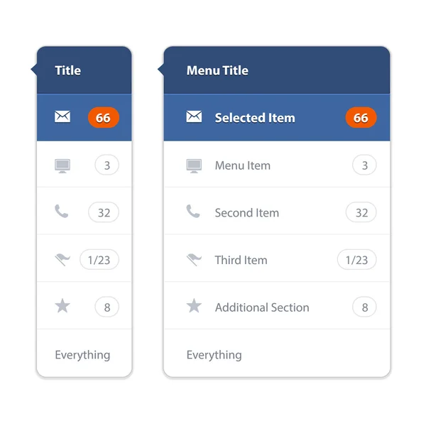 Modelo de tela de interface de usuário moderno para telefone inteligente móvel ou site. UI de design de material desfocado transparente com ícones . — Vetor de Stock