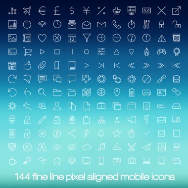 Modern user interface line icons, pixels perfect optimized.
