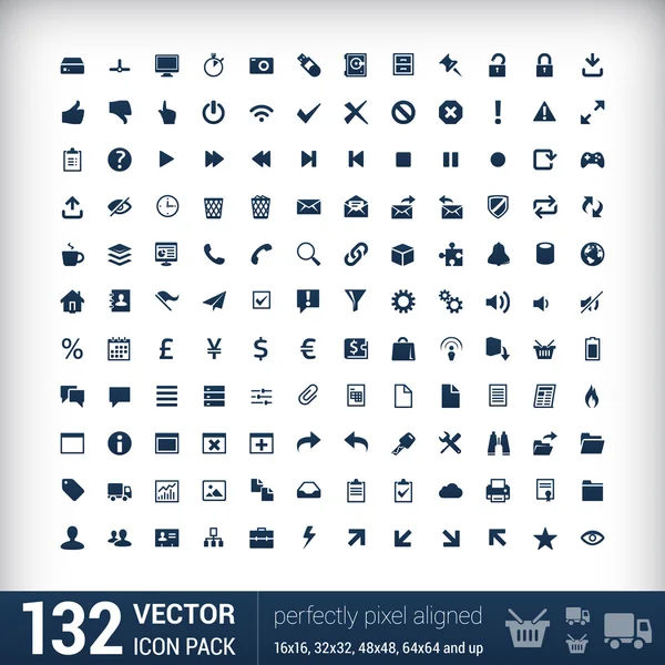 Moderne Benutzeroberfläche flache Mono-Icons, perfekt optimierte Pixel. — Stockvektor