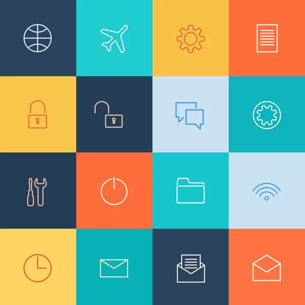 Modern user interface line icons, pixels perfect optimized. — Stock vektor