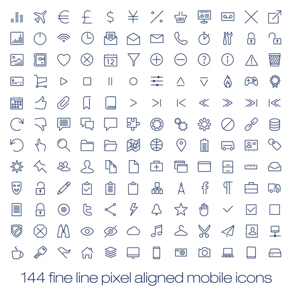 Modern user interface line icons, pixels perfect optimized. — Stockvector