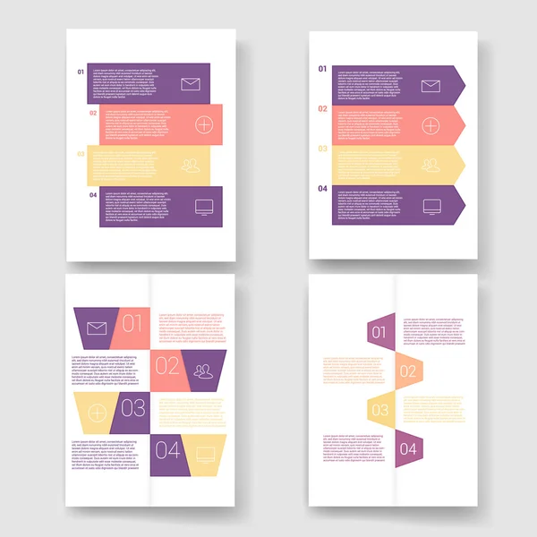 Set of infographic template layouts. Flow chart secuence numbered banner design — 图库矢量图片