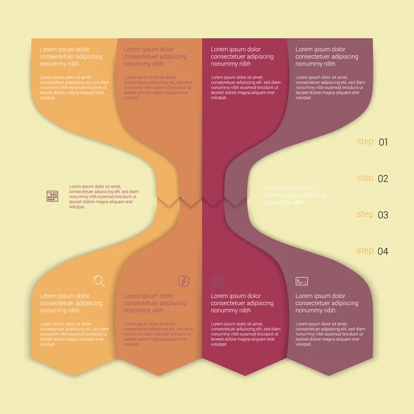 Conjunto de plantillas infográficas. Diseño de banner numerado secuencia de diagrama de flujo — Archivo Imágenes Vectoriales