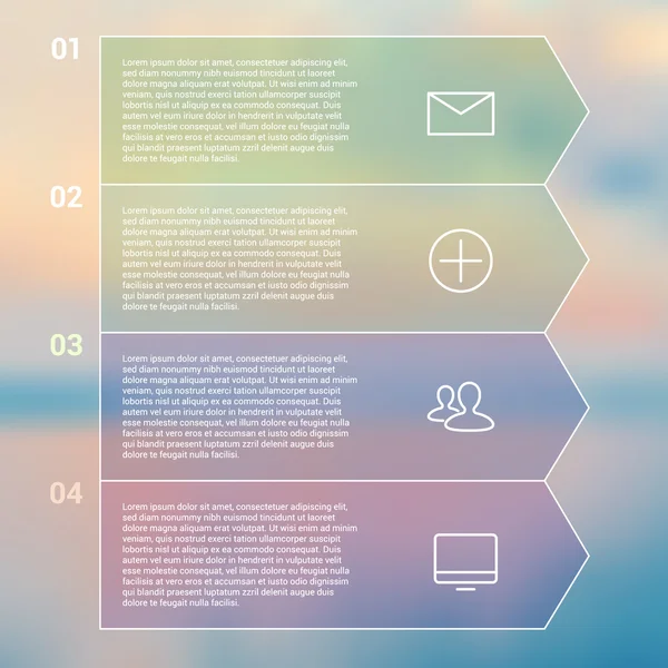 Set di layout dei modelli infografici. Grafico di flusso secuenza disegno banner numerato su sfondo blu — Vettoriale Stock