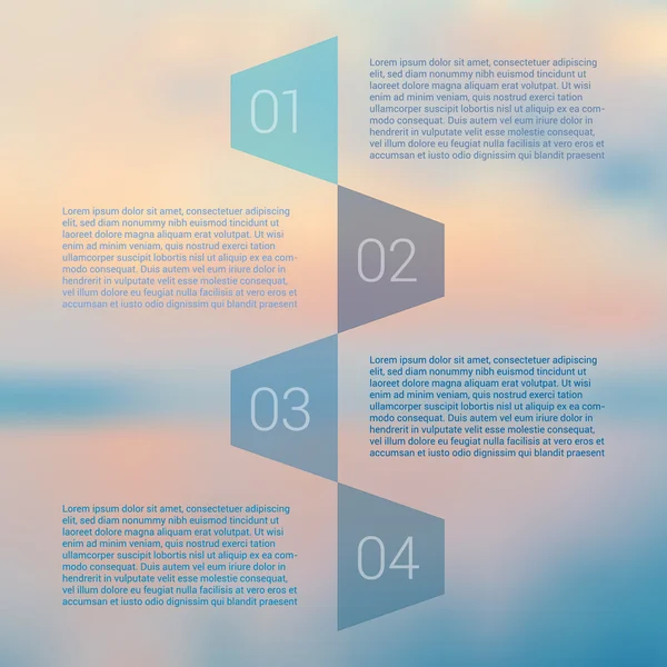 Set of infographic template layouts. Flow chart secuence numbered banner design on blue background — ストックベクタ