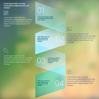 W shaped folded ribbon numbered secuence chart infographic template design 