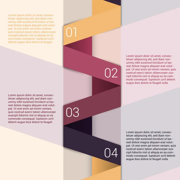 Fold ribbon secuence chart infographic template design — Stok Vektör