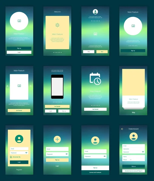 Mobile User Interface 35 Screens Wirefrme Kit for onboarding wizard ...
