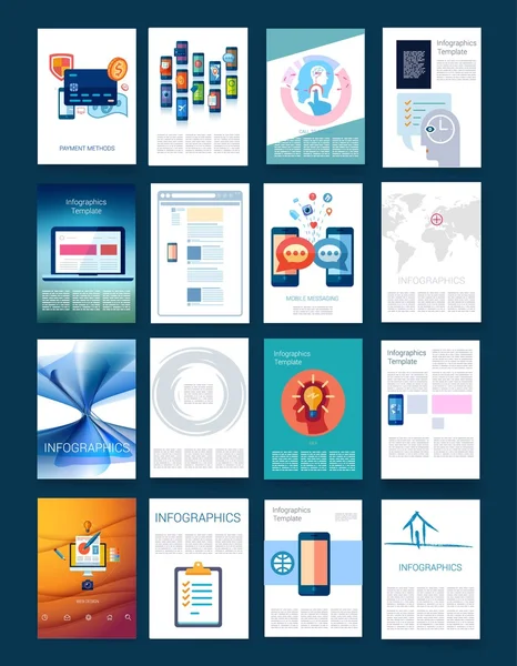 Modelli. Design Set di Web, Mail, Brochure. Mobile, Tecnologia, Concetto Infografica. Idea e illustrazione del mondo mobile . — Vettoriale Stock