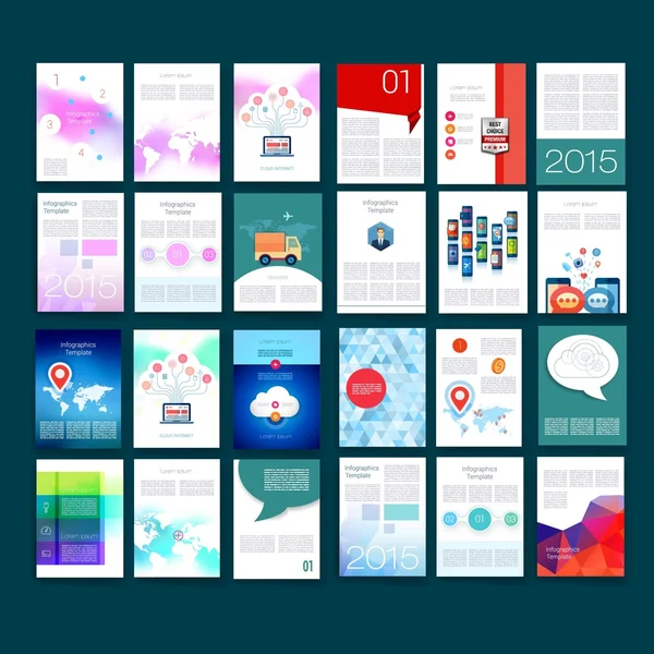 テンプレート。Web、メール、パンフレットのデザイン セット。モバイル技術、インフォ グラフィック コンセプト. — ストックベクタ