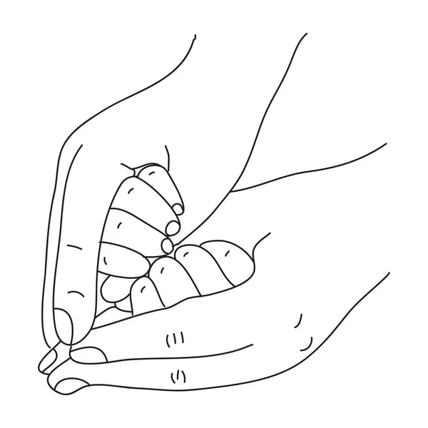 Kézzel Rajzolt Baba Tenyeréből Amit Szülő Keze Tart — Stock Vector