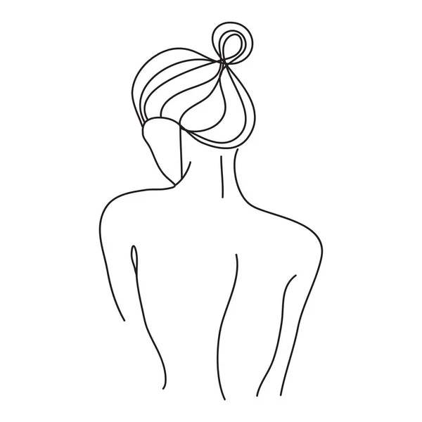 Hand Drawn Sketch Back View Woman — Stock Vector