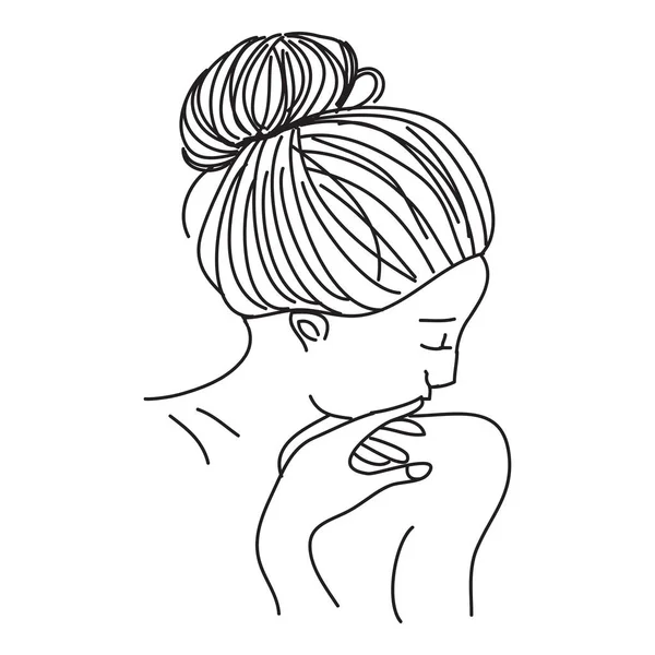 Hand Drawn Sketch Woman Line Art Vector Beauty Concept — Stock Vector