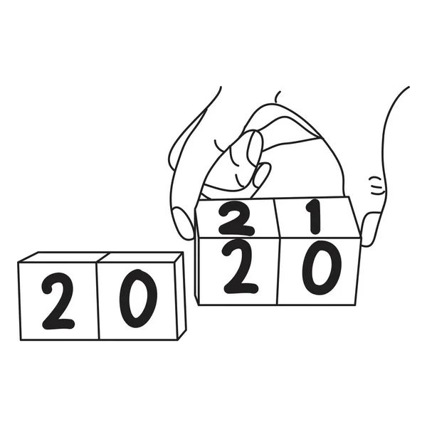 Illustrazione Disegnata Mano Nuovo Concetto Anno Felice Anno Nuovo 2021 — Vettoriale Stock