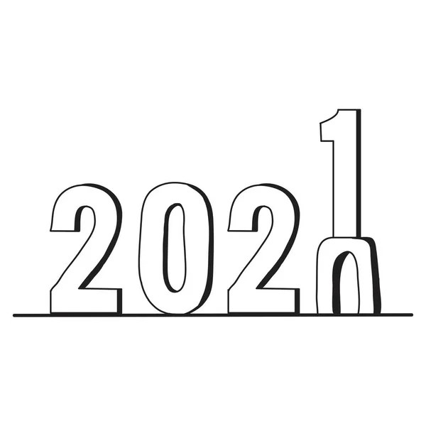 Illustration Dessinée Main Pour Concept Nouvelle Année Bonne Année 2021 — Image vectorielle