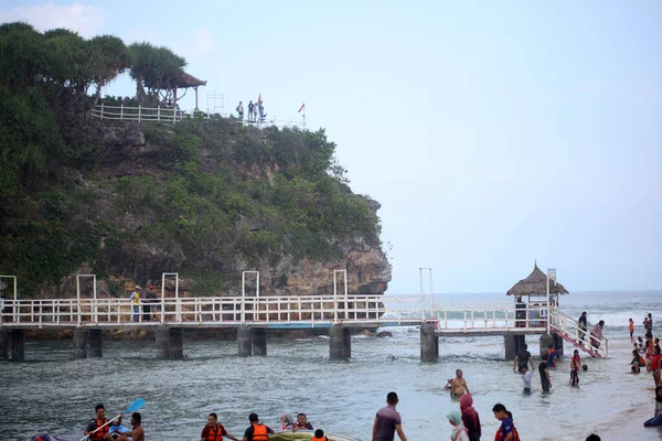 Yogyakarta Indonezja Października 2020 Sytuacja Plaży Gunung Kidul Wonosari Podczas — Zdjęcie stockowe