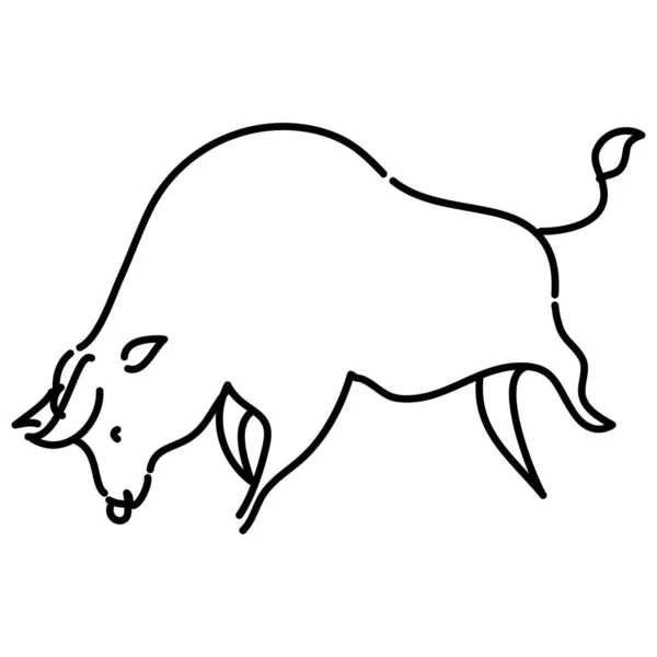 手拉着一头牛 2021年黄道带 线条艺术 — 图库矢量图片