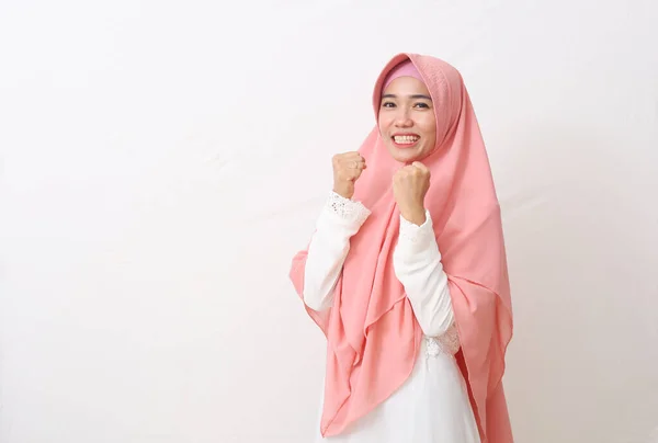 Ritratto Felice Donna Musulmana Asiatica Che Indossa Velo Hijab Sorridente — Foto Stock