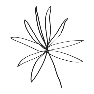 Vektör ağaç yapraklarının el çizimi. Modern tek çizgi sanatı, estetik konsept. Posterler, duvar resimleri, çanta ya da tişört baskısı, çıkartma, mobil çanta gibi ev dekorasyonu için mükemmel