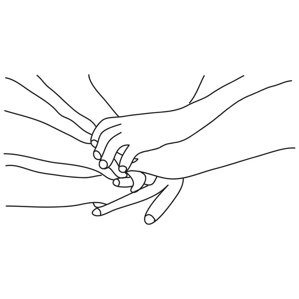 Handgezeichnetes Konzept Des Zusammenschlusses Der Hände Illustration Von Freundschaft Gemeinschaft — Stockvektor