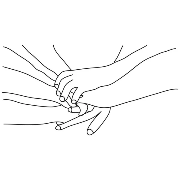 Dessiné Main Joindre Les Mains Concept Illustration Amitié Communauté Soutien — Image vectorielle