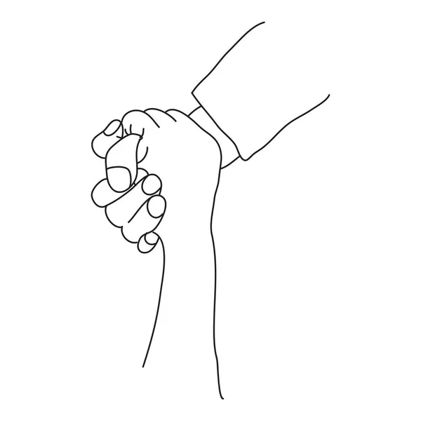Tangan Digambar Dari Tangan Memegang Tangan Lain Konsep Membantu Orang - Stok Vektor
