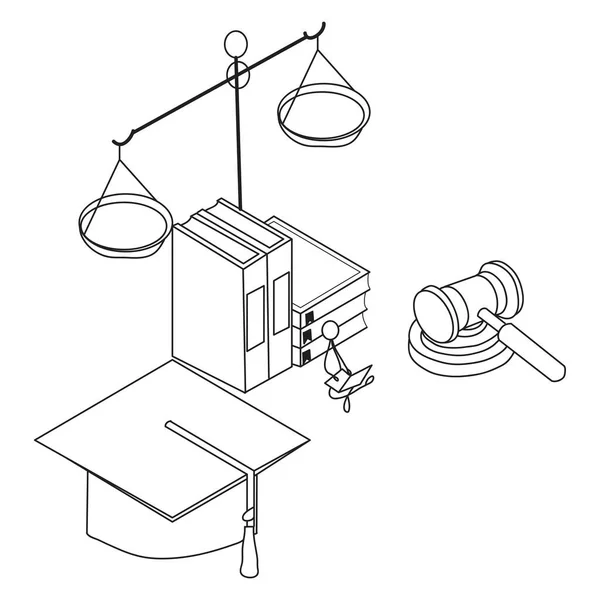 Law School Stick Figure Student Isometric Vector Concept Banner Website — Stock Vector