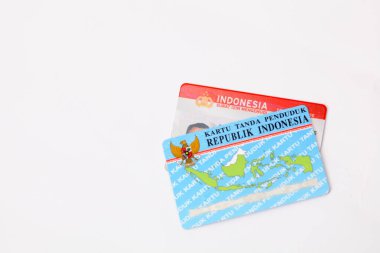 Yogyakarta, Indonesia - Mar 10, 2021 : Surat Ijin Mengemudi (SIM) or driver licenses and Kartu Tanda Penduduk (KTP) or Indonesian Identity Card