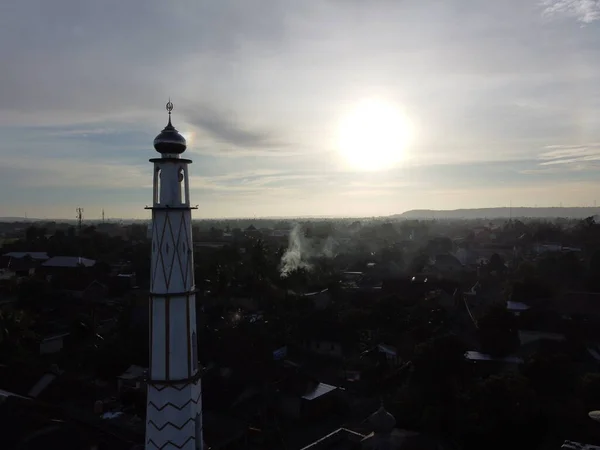 Luftaufnahme Des Minaretts Der Moschee Nachmittag — Stockfoto