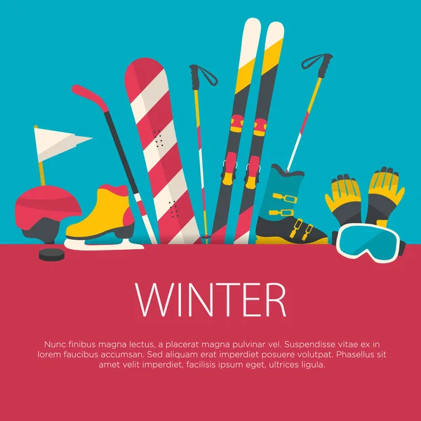 Conception plate concept de sport d'hiver . — Image vectorielle