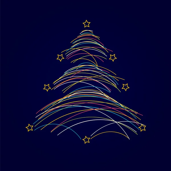 Christmas tree made from lines — Stock Vector