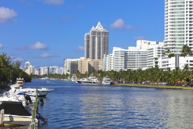 Miami Beach, Florida konut, yatlar ile wharf